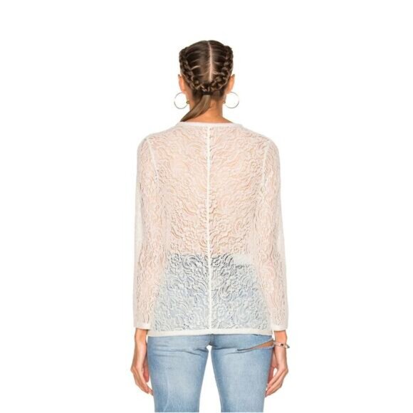 Raquel Allegra Top Womens Size Large Bias Long Sleeve Silk Lace Ivory NWT - Picture 3 of 8